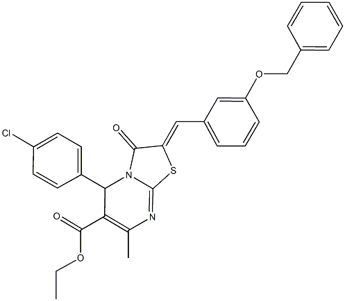 ethyl 2-[3-(benzyloxy)benzylidene]-5-(4-chlorophenyl)-7-methyl-3-oxo-2,3-dihydro-5H-[1,3]thiazolo[3,2-a]pyrimidine-6-carboxylate Struktur