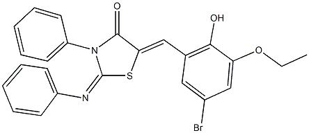 5-(5-bromo-3-ethoxy-2-hydroxybenzylidene)-3-phenyl-2-(phenylimino)-1,3-thiazolidin-4-one Struktur