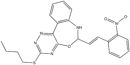 3-(butylsulfanyl)-6-(2-{2-nitrophenyl}vinyl)-6,7-dihydro[1,2,4]triazino[5,6-d][3,1]benzoxazepine Struktur