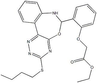 ethyl {2-[3-(butylsulfanyl)-6,7-dihydro[1,2,4]triazino[5,6-d][3,1]benzoxazepin-6-yl]phenoxy}acetate Struktur