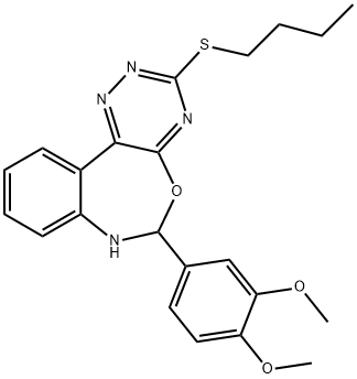 3-(butylsulfanyl)-6-(3,4-dimethoxyphenyl)-6,7-dihydro[1,2,4]triazino[5,6-d][3,1]benzoxazepine Struktur