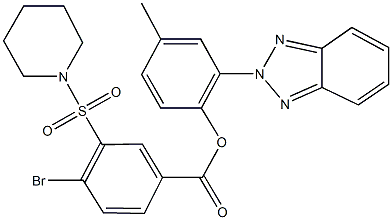 2-(2H-1,2,3-benzotriazol-2-yl)-4-methylphenyl 4-bromo-3-(1-piperidinylsulfonyl)benzoate Struktur