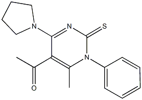 1-[6-methyl-1-phenyl-4-(1-pyrrolidinyl)-2-thioxo-1,2-dihydro-5-pyrimidinyl]ethanone Struktur