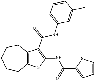 N-(3-methylphenyl)-2-[(2-thienylcarbonyl)amino]-5,6,7,8-tetrahydro-4H-cyclohepta[b]thiophene-3-carboxamide Struktur