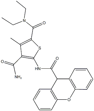 N~2~,N~2~-diethyl-3-methyl-5-[(9H-xanthen-9-ylcarbonyl)amino]-2,4-thiophenedicarboxamide Struktur