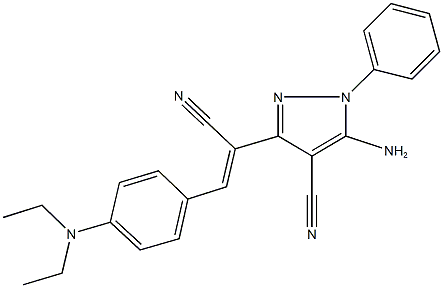 5-amino-3-{1-cyano-2-[4-(diethylamino)phenyl]vinyl}-1-phenyl-1H-pyrazole-4-carbonitrile Struktur