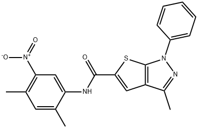 N-{5-nitro-2,4-dimethylphenyl}-3-methyl-1-phenyl-1H-thieno[2,3-c]pyrazole-5-carboxamide Struktur