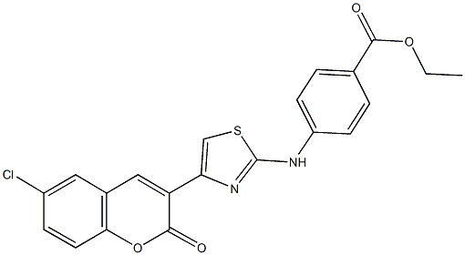 ethyl 4-{[4-(6-chloro-2-oxo-2H-chromen-3-yl)-1,3-thiazol-2-yl]amino}benzoate Struktur