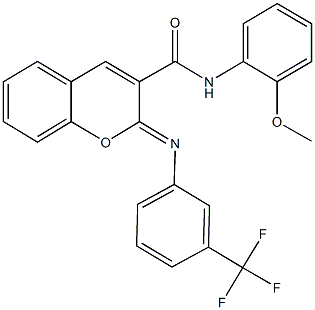 N-(2-methoxyphenyl)-2-{[3-(trifluoromethyl)phenyl]imino}-2H-chromene-3-carboxamide Struktur