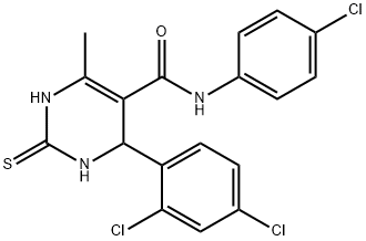 N-(4-chlorophenyl)-4-(2,4-dichlorophenyl)-6-methyl-2-thioxo-1,2,3,4-tetrahydropyrimidine-5-carboxamide Struktur