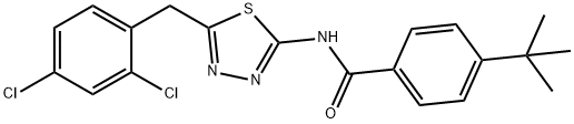 4-tert-butyl-N-[5-(2,4-dichlorobenzyl)-1,3,4-thiadiazol-2-yl]benzamide Struktur