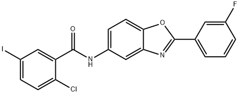 2-chloro-N-[2-(3-fluorophenyl)-1,3-benzoxazol-5-yl]-5-iodobenzamide Struktur