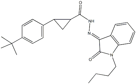 N'-(1-butyl-2-oxo-1,2-dihydro-3H-indol-3-ylidene)-2-(4-tert-butylphenyl)cyclopropanecarbohydrazide Struktur