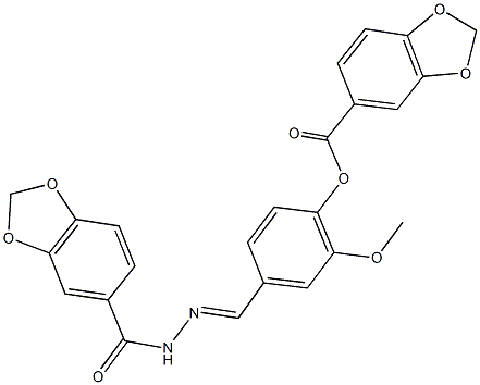 4-[2-(1,3-benzodioxol-5-ylcarbonyl)carbohydrazonoyl]-2-methoxyphenyl 1,3-benzodioxole-5-carboxylate Struktur