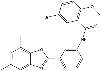 5-bromo-N-[3-(5,7-dimethyl-1,3-benzoxazol-2-yl)phenyl]-2-methoxybenzamide Struktur