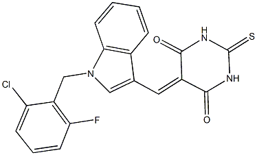 5-{[1-(2-chloro-6-fluorobenzyl)-1H-indol-3-yl]methylene}-2-thioxodihydro-4,6(1H,5H)-pyrimidinedione Struktur