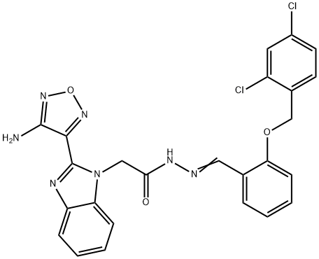 2-[2-(4-amino-1,2,5-oxadiazol-3-yl)-1H-benzimidazol-1-yl]-N'-{2-[(2,4-dichlorobenzyl)oxy]benzylidene}acetohydrazide Struktur