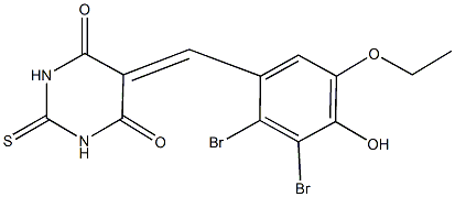 5-(2,3-dibromo-5-ethoxy-4-hydroxybenzylidene)-2-thioxodihydro-4,6(1H,5H)-pyrimidinedione Struktur