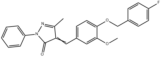 4-{4-[(4-fluorobenzyl)oxy]-3-methoxybenzylidene}-5-methyl-2-phenyl-2,4-dihydro-3H-pyrazol-3-one Struktur