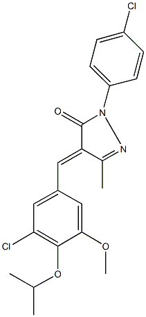 4-(3-chloro-4-isopropoxy-5-methoxybenzylidene)-2-(4-chlorophenyl)-5-methyl-2,4-dihydro-3H-pyrazol-3-one Struktur