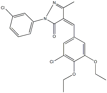 4-(3-chloro-4,5-diethoxybenzylidene)-2-(3-chlorophenyl)-5-methyl-2,4-dihydro-3H-pyrazol-3-one Struktur