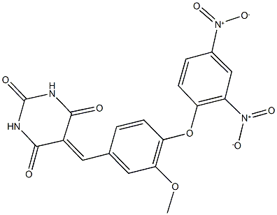 5-(4-{2,4-bisnitrophenoxy}-3-methoxybenzylidene)-2,4,6(1H,3H,5H)-pyrimidinetrione Struktur