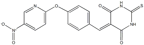 5-[4-({5-nitro-2-pyridinyl}oxy)benzylidene]-2-thioxodihydro-4,6(1H,5H)-pyrimidinedione Struktur