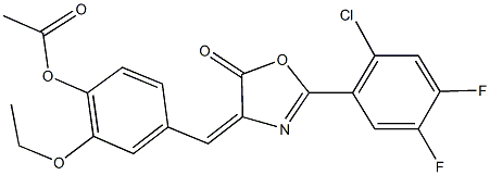 4-[(2-(2-chloro-4,5-difluorophenyl)-5-oxo-1,3-oxazol-4(5H)-ylidene)methyl]-2-ethoxyphenyl acetate Struktur