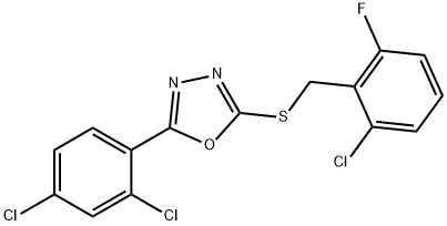 (2-chloro-6-fluorophenyl)methyl 5-(2,4-dichlorophenyl)-1,3,4-oxadiazol-2-yl sulfide Struktur