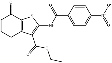 ethyl 2-({4-nitrobenzoyl}amino)-7-oxo-4,5,6,7-tetrahydro-1-benzothiophene-3-carboxylate Struktur