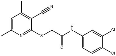 2-[(3-cyano-4,6-dimethyl-2-pyridinyl)sulfanyl]-N-(3,4-dichlorophenyl)acetamide Struktur