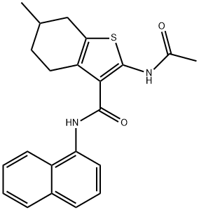 2-(acetylamino)-6-methyl-N-(1-naphthyl)-4,5,6,7-tetrahydro-1-benzothiophene-3-carboxamide Struktur