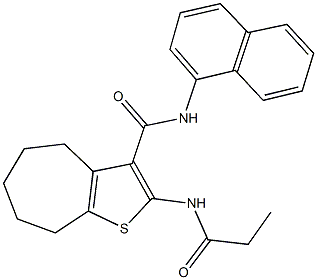 N-(1-naphthyl)-2-(propionylamino)-5,6,7,8-tetrahydro-4H-cyclohepta[b]thiophene-3-carboxamide Struktur