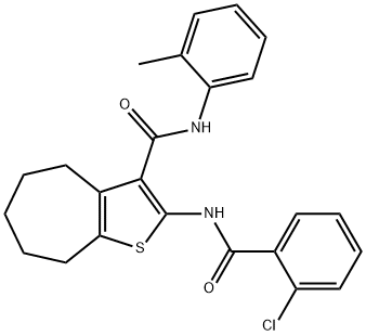 2-[(2-chlorobenzoyl)amino]-N-(2-methylphenyl)-5,6,7,8-tetrahydro-4H-cyclohepta[b]thiophene-3-carboxamide Struktur