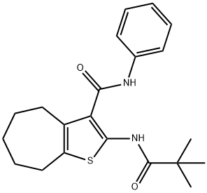 2-[(2,2-dimethylpropanoyl)amino]-N-phenyl-5,6,7,8-tetrahydro-4H-cyclohepta[b]thiophene-3-carboxamide Struktur