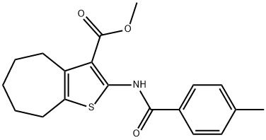 methyl 2-[(4-methylbenzoyl)amino]-5,6,7,8-tetrahydro-4H-cyclohepta[b]thiophene-3-carboxylate Struktur