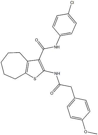 N-(4-chlorophenyl)-2-{[(4-methoxyphenyl)acetyl]amino}-5,6,7,8-tetrahydro-4H-cyclohepta[b]thiophene-3-carboxamide Struktur