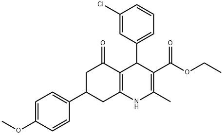 ethyl 4-(3-chlorophenyl)-7-(4-methoxyphenyl)-2-methyl-5-oxo-1,4,5,6,7,8-hexahydro-3-quinolinecarboxylate Struktur