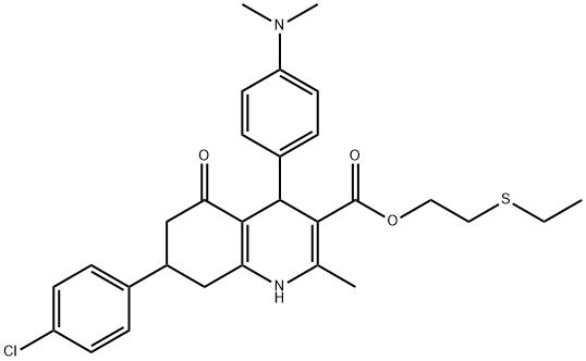 2-(ethylsulfanyl)ethyl 7-(4-chlorophenyl)-4-[4-(dimethylamino)phenyl]-2-methyl-5-oxo-1,4,5,6,7,8-hexahydroquinoline-3-carboxylate Struktur