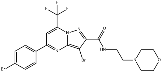 3-bromo-5-(4-bromophenyl)-N-[2-(4-morpholinyl)ethyl]-7-(trifluoromethyl)pyrazolo[1,5-a]pyrimidine-2-carboxamide Struktur