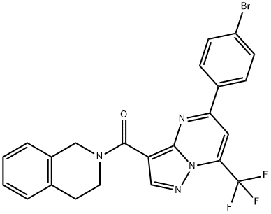 2-{[5-(4-bromophenyl)-7-(trifluoromethyl)pyrazolo[1,5-a]pyrimidin-3-yl]carbonyl}-1,2,3,4-tetrahydroisoquinoline Struktur