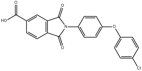 2-[4-(4-chlorophenoxy)phenyl]-1,3-dioxo-5-isoindolinecarboxylic acid Struktur