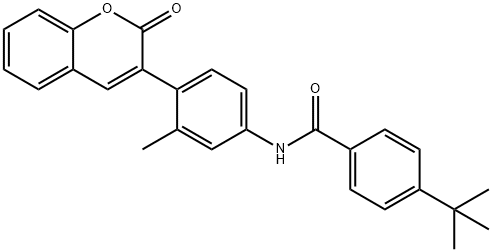 4-tert-butyl-N-[3-methyl-4-(2-oxo-2H-chromen-3-yl)phenyl]benzamide Struktur