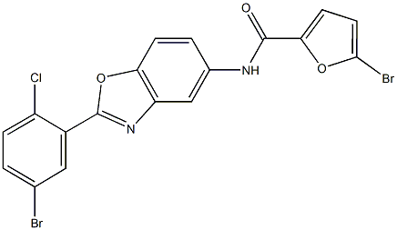 5-bromo-N-[2-(5-bromo-2-chlorophenyl)-1,3-benzoxazol-5-yl]-2-furamide Struktur