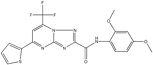 N-(2,4-dimethoxyphenyl)-5-(2-thienyl)-7-(trifluoromethyl)[1,2,4]triazolo[1,5-a]pyrimidine-2-carboxamide Struktur