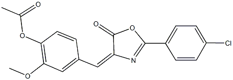 4-[(2-(4-chlorophenyl)-5-oxo-1,3-oxazol-4(5H)-ylidene)methyl]-2-methoxyphenyl acetate Struktur