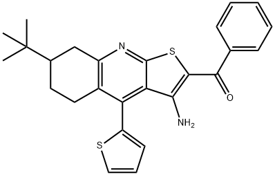 [3-amino-7-tert-butyl-4-(2-thienyl)-5,6,7,8-tetrahydrothieno[2,3-b]quinolin-2-yl](phenyl)methanone Struktur