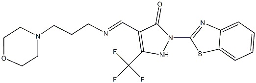 2-(1,3-benzothiazol-2-yl)-4-({[3-(4-morpholinyl)propyl]imino}methyl)-5-(trifluoromethyl)-1,2-dihydro-3H-pyrazol-3-one Struktur