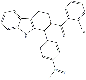 2-(2-chlorobenzoyl)-1-{4-nitrophenyl}-2,3,4,9-tetrahydro-1H-beta-carboline Struktur