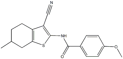 N-(3-cyano-6-methyl-4,5,6,7-tetrahydro-1-benzothien-2-yl)-4-methoxybenzamide Struktur